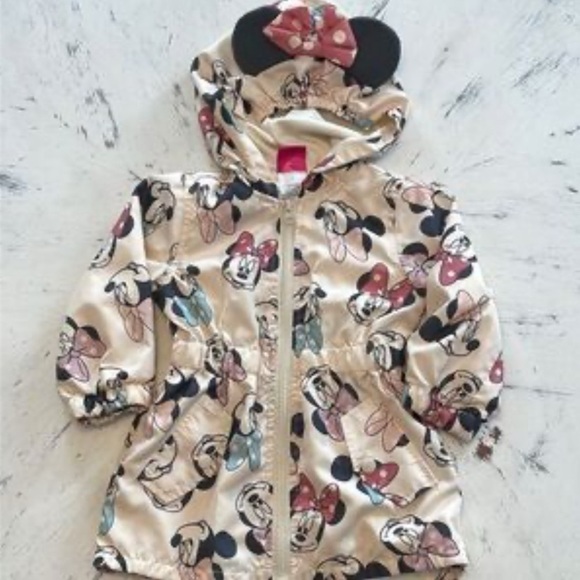 Disney Junior Minnie Mouse Girl’s Hooded Rain Jacket with Bow Size 3T Outdoors - Picture 11 of 12